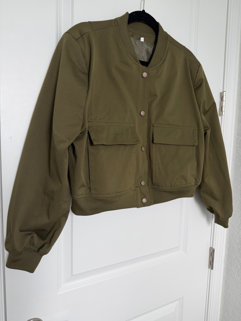 Cropped Baseball Bomber Jacket Button Down Stand … - image 7